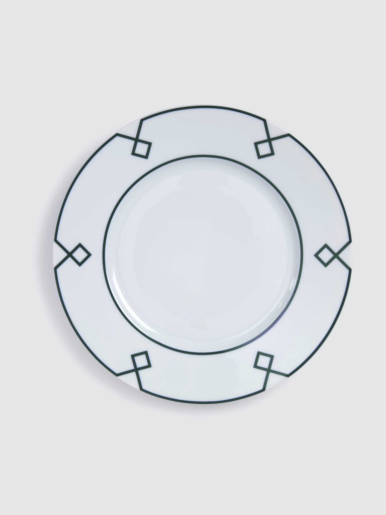 Naples Dinner Plate with Green Geometric Border
