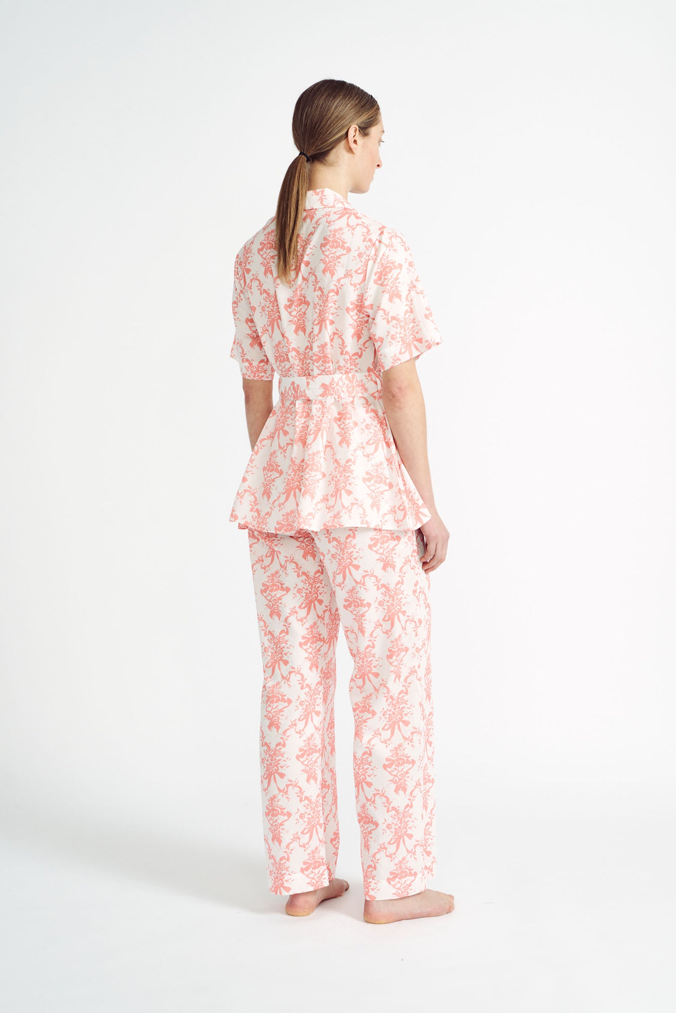 Fifi Satin Cotton Pyjama Set Pink 