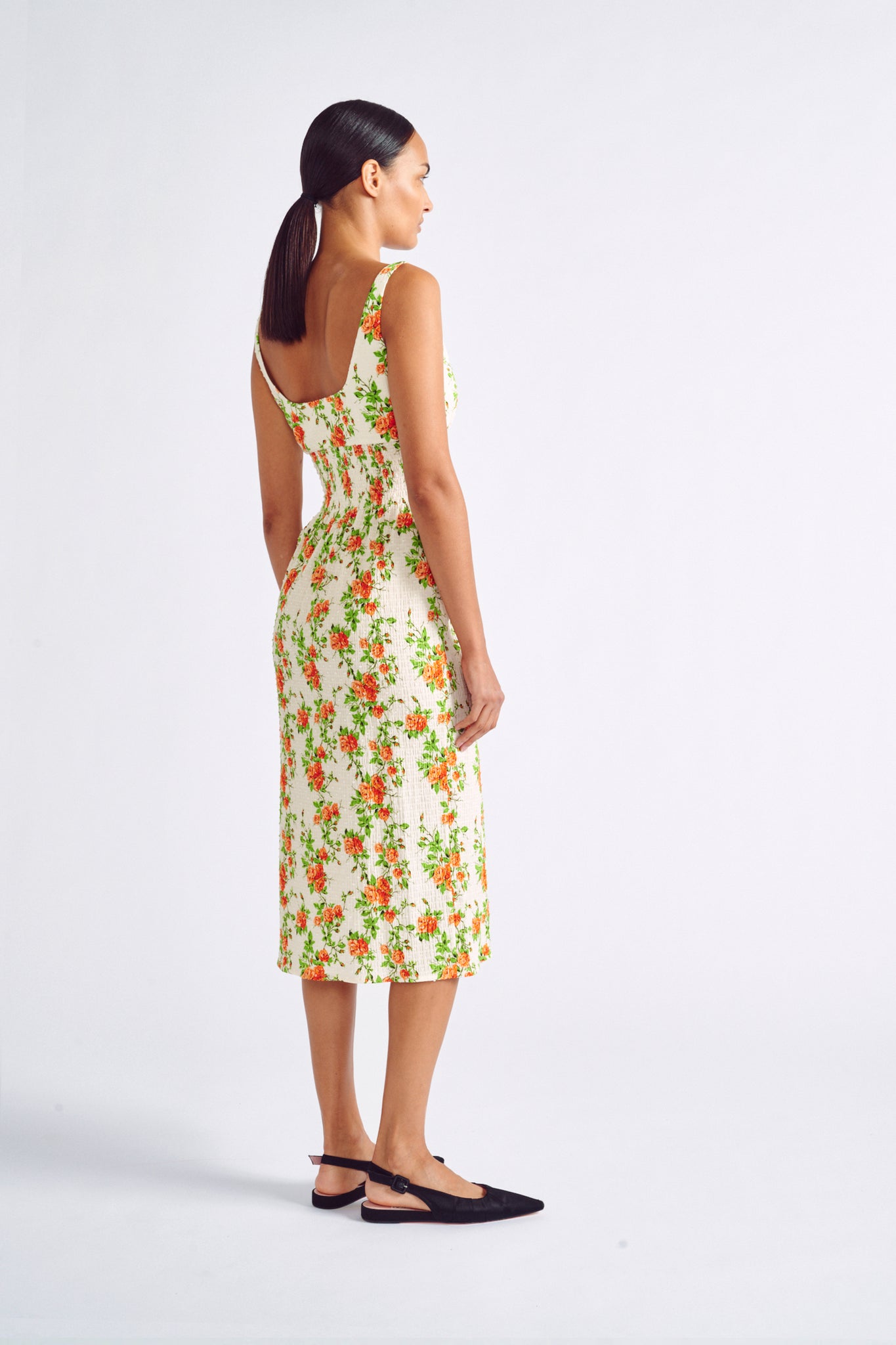 Giovanna Dress | Orange Rose Floral Printed Summer Dress | Emilia Wickstead