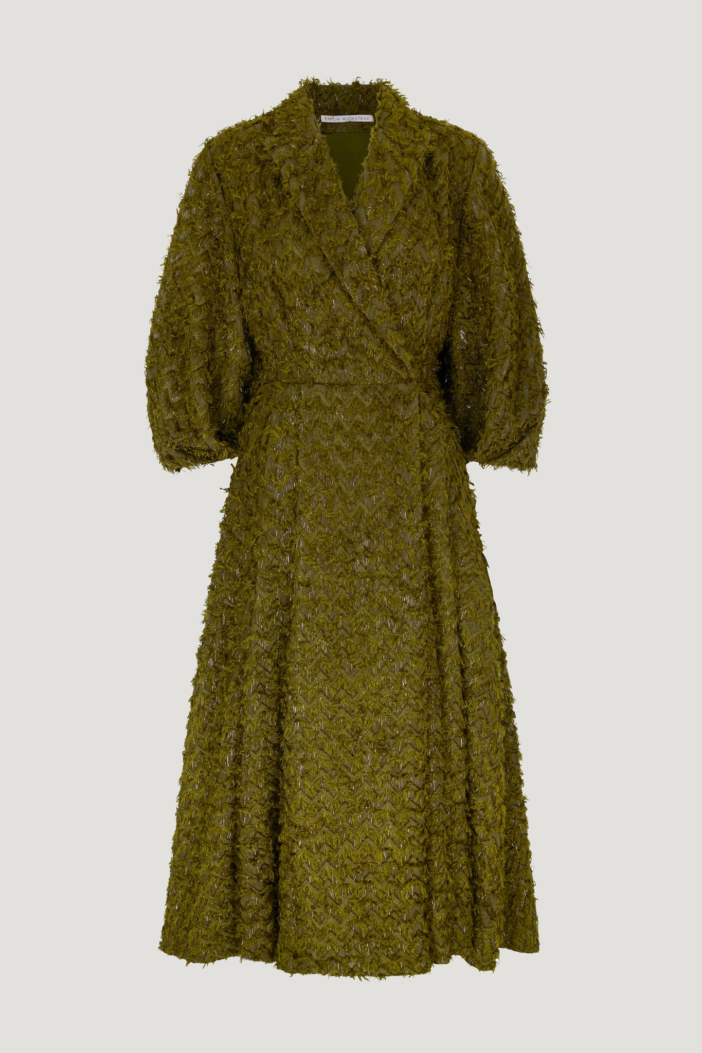 Goldie Dress| Olive Green Embellished Organza | Emilia Wickstead