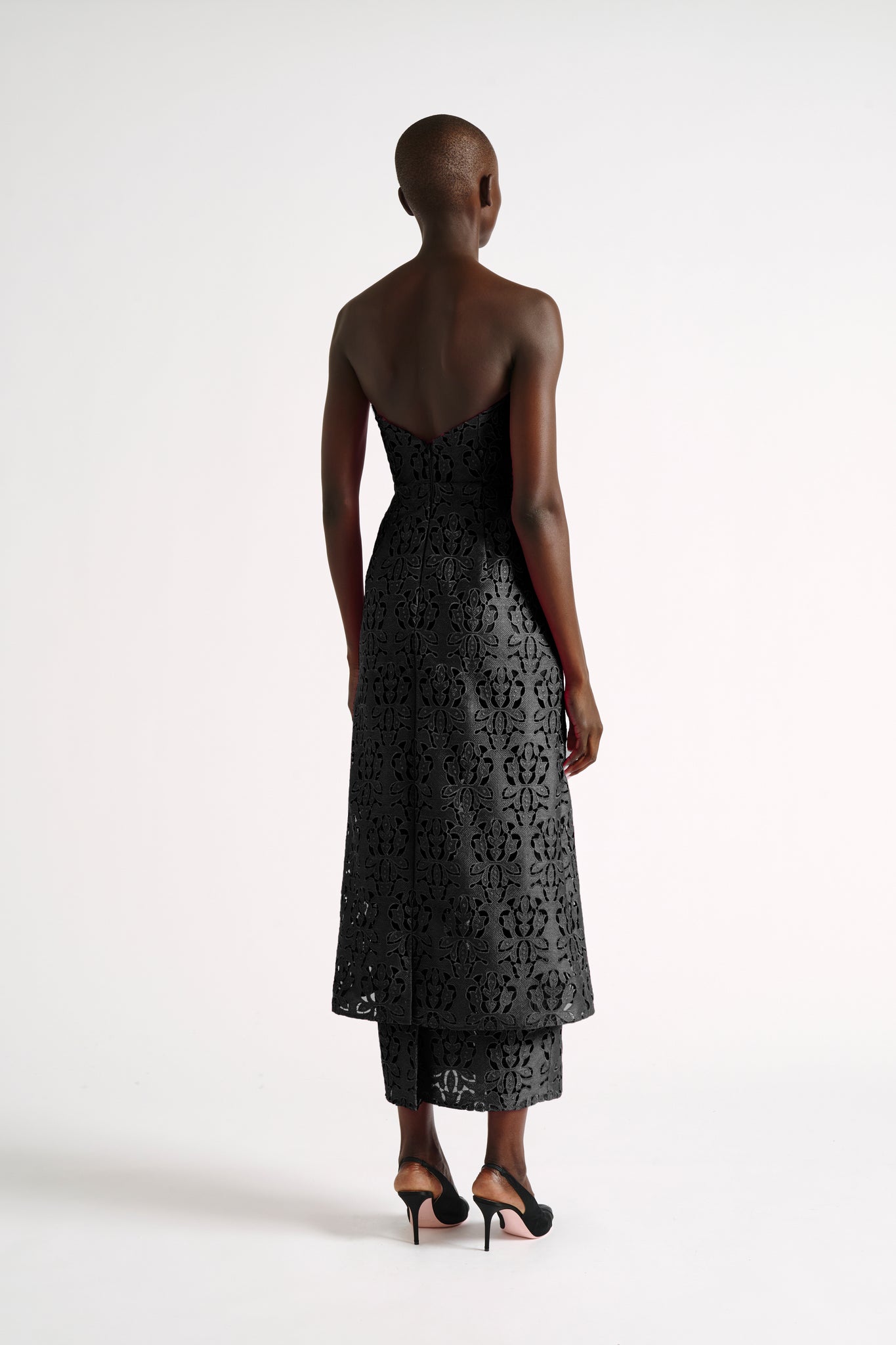 Jasmine Dress | Black Guipure Lace Strapless Dress | Emilia Wickstead