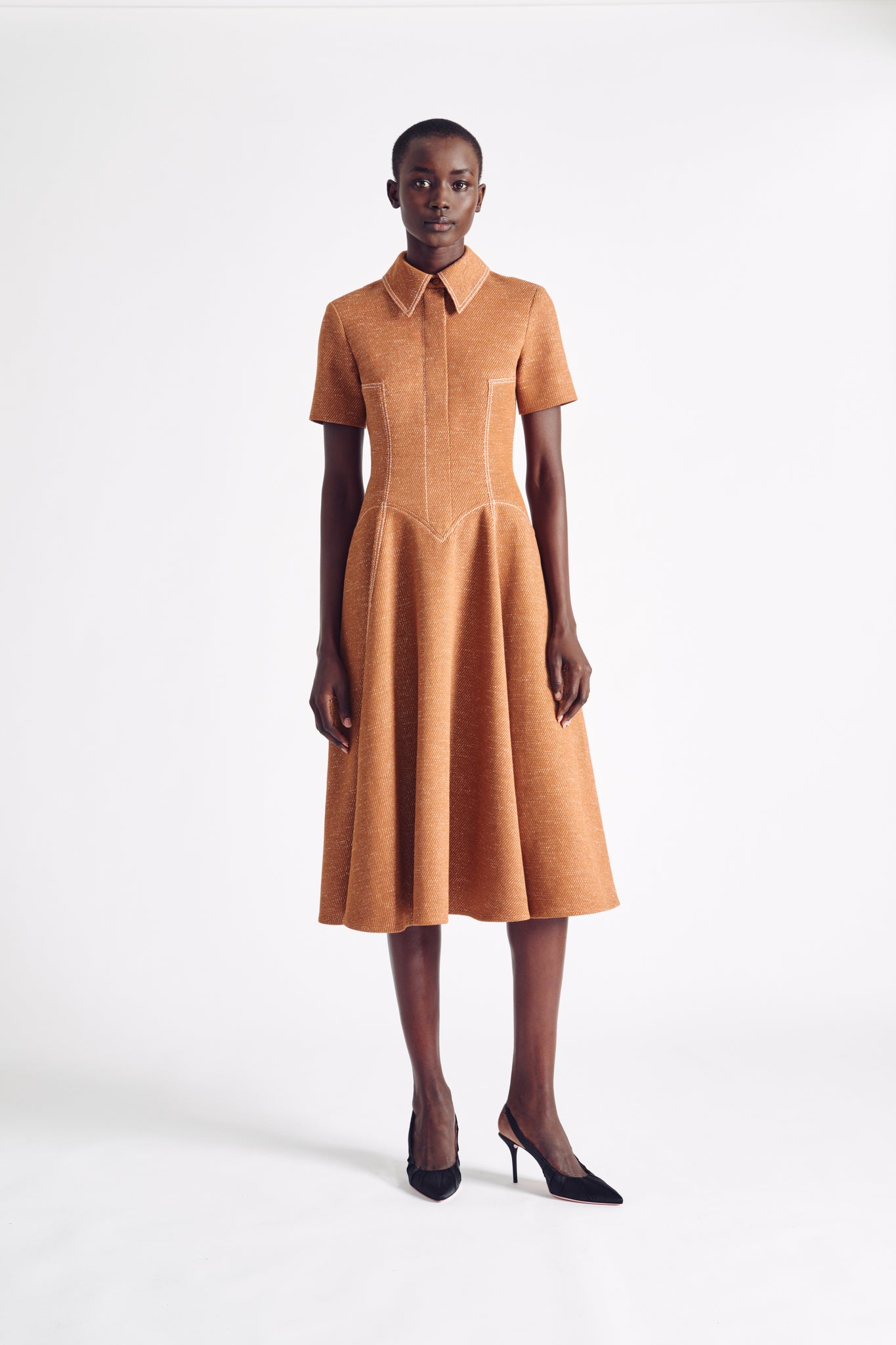 Jody Dress | Brown Denim Fit-and-Flare Dress | Emilia Wickstead