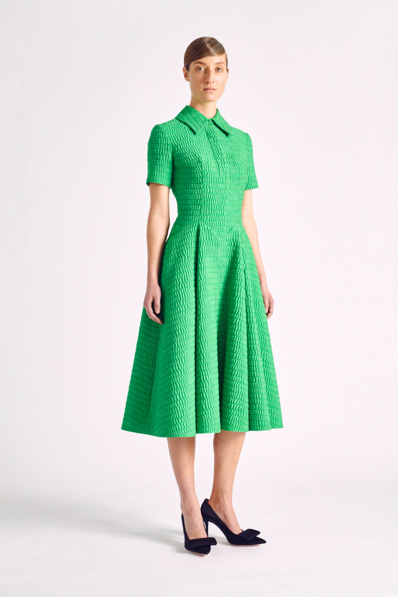 Jody Green Croc Jacquard Fit-and-Flare Dress | Emilia Wickstead