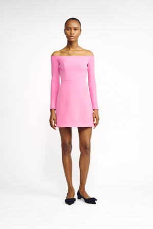 Everleigh Dress | Pink Off Shoulder Long Sleeve Mini Dress