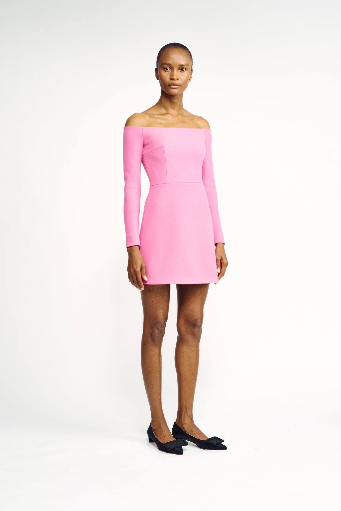 Everleigh Dress | Pink Off Shoulder Long Sleeve Mini Dress | Emilia Wickstead Everleigh Dress | Pink Off Shoulder Long Sleeve Mini Dress | Emilia Wickstead