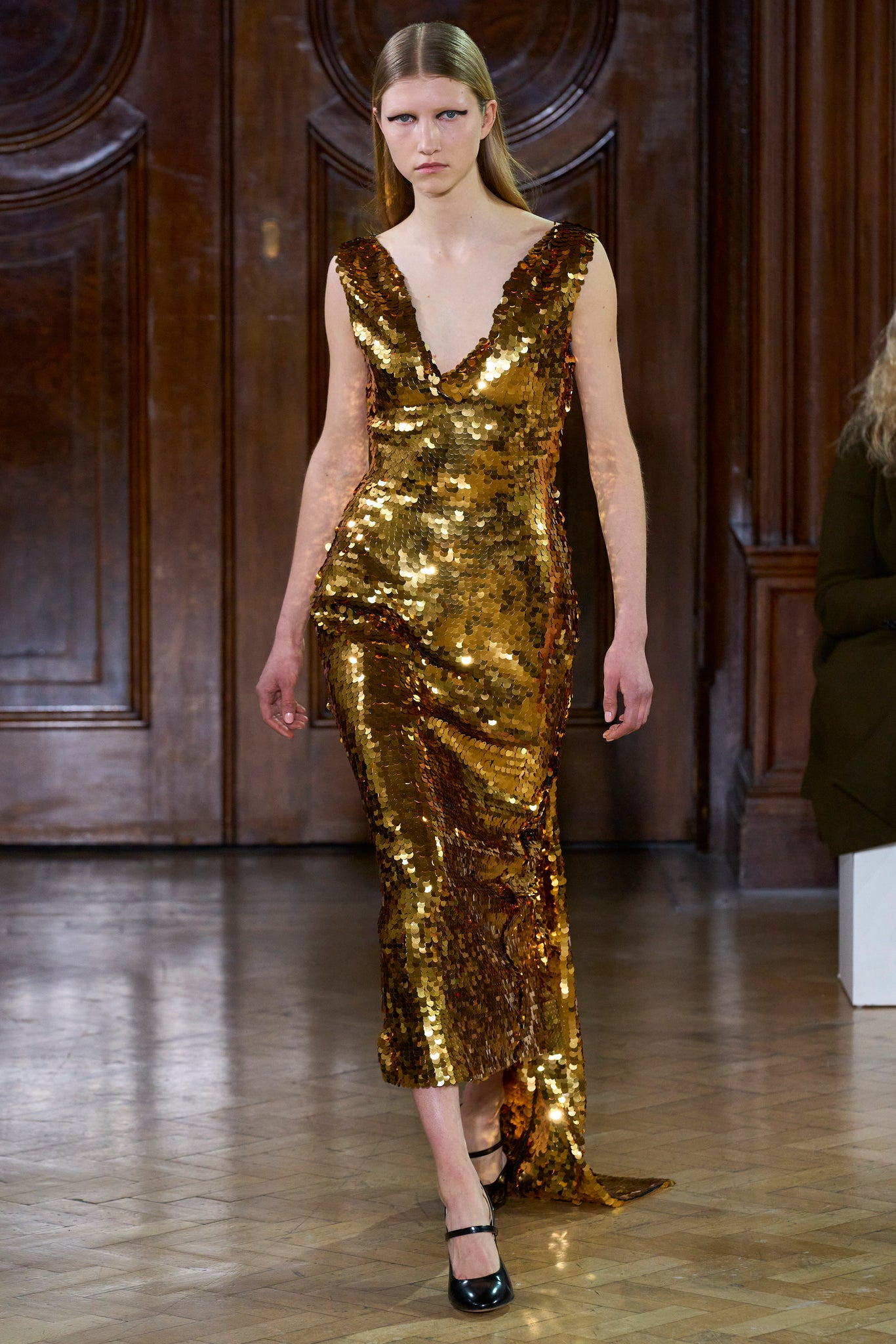Jacira Dress in Gold Paillette Sequins