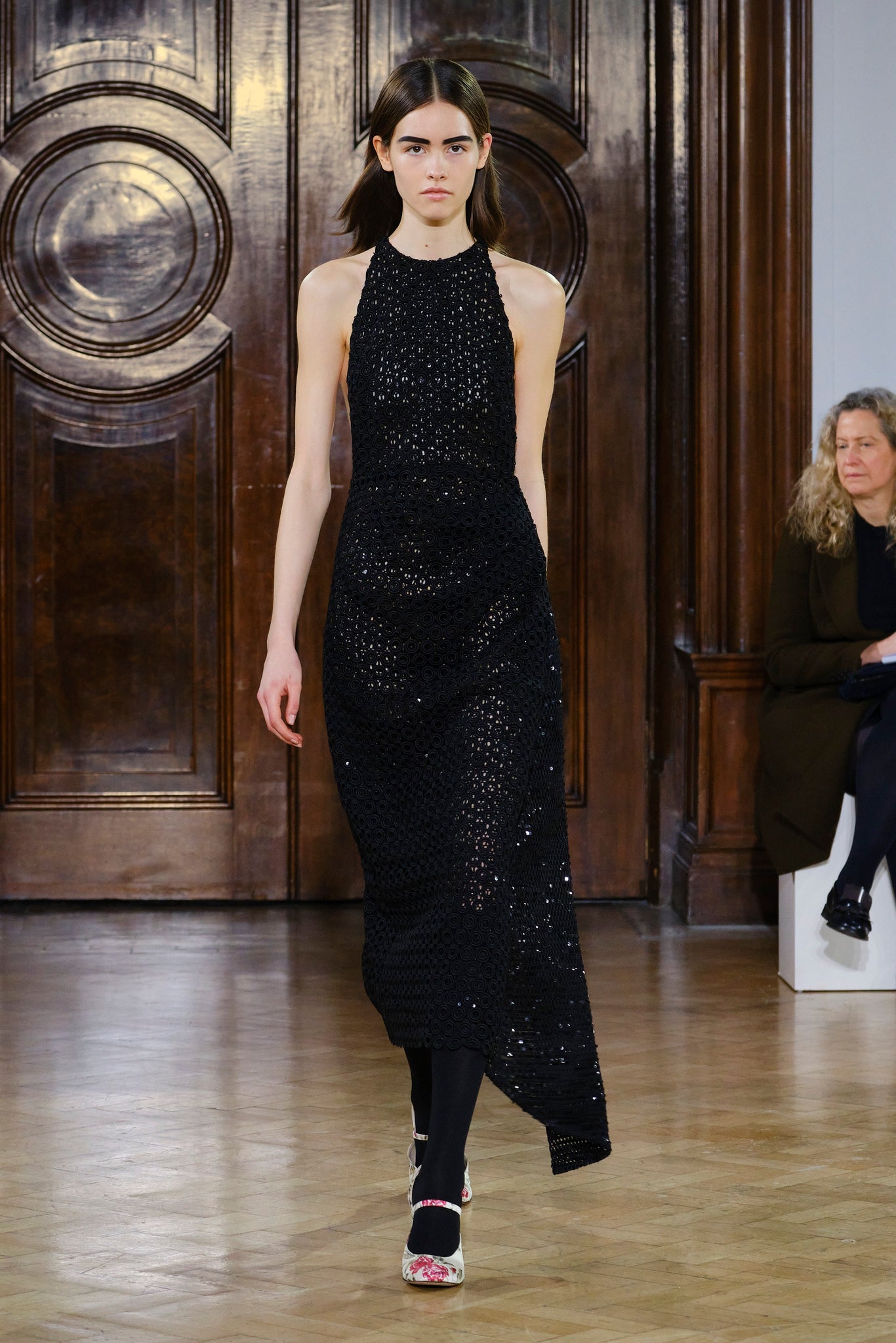 Cheska Black Sequin Mesh Dress | Emilia Wickstead Cheska Black Sequin Mesh Dress | Emilia Wickstead