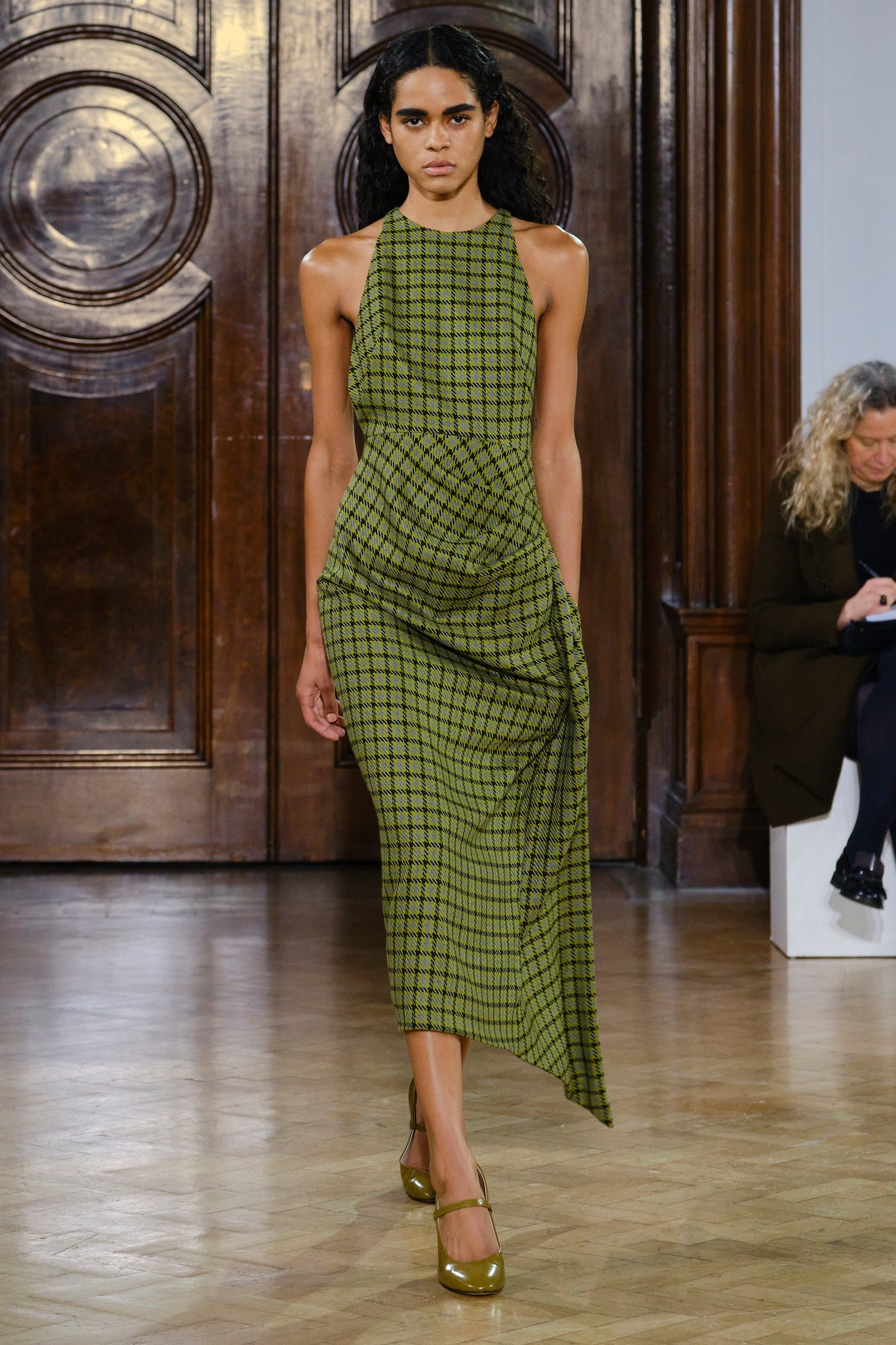 Yumana Green Shetland Houndstooth Dress | Emilia Wickstead Yumana Green Shetland Houndstooth Dress | Emilia Wickstead