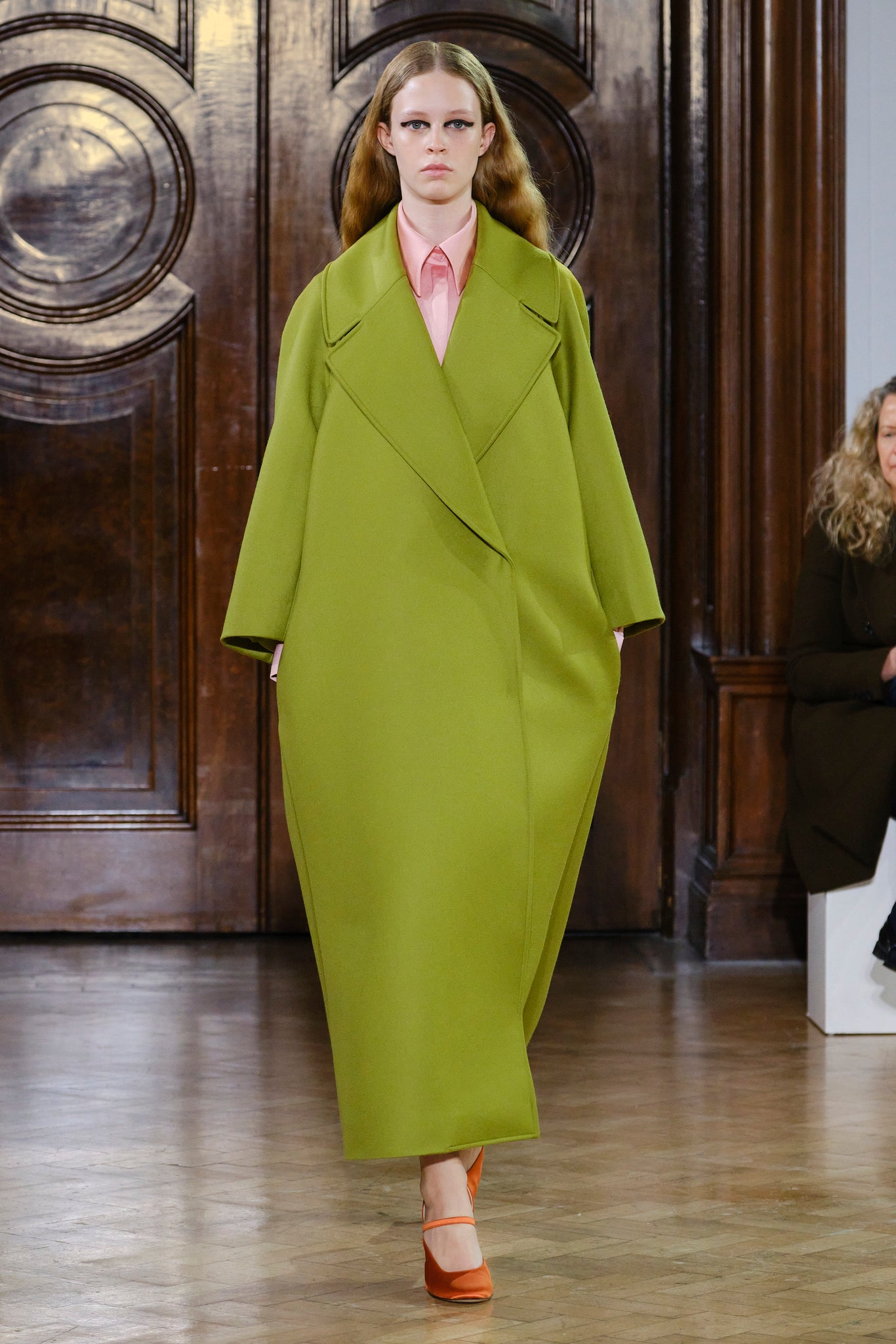 Lilabet Chartreuse Flanella Oversized Belted Coat | Emilia Wickstead