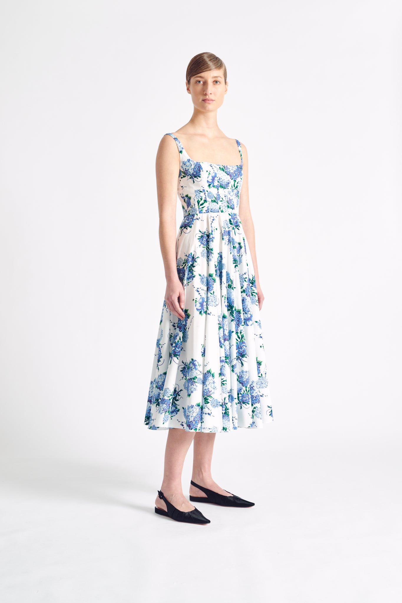 Mona Dress | Blue Floral Print Cotton Sun Dress | Emilia Wickstead
