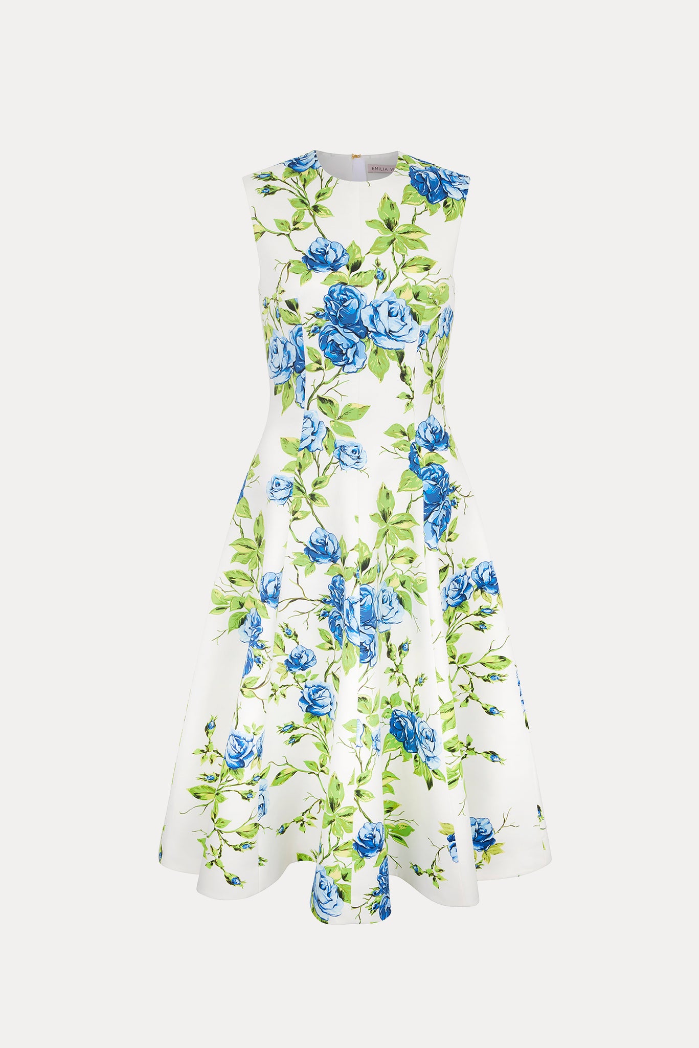 Mara Dress | Sleeveless Blue Floral Midi Dress | Emilia Wickstead