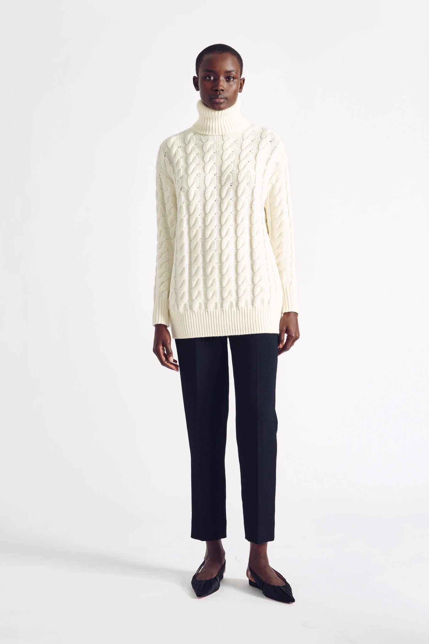 Nina Sweater | Cream Cable Knit Sweater | Emilia WicksteadNina Sweater | Cream Long-line Cable Knit Sweater | Emilia Wickstead
