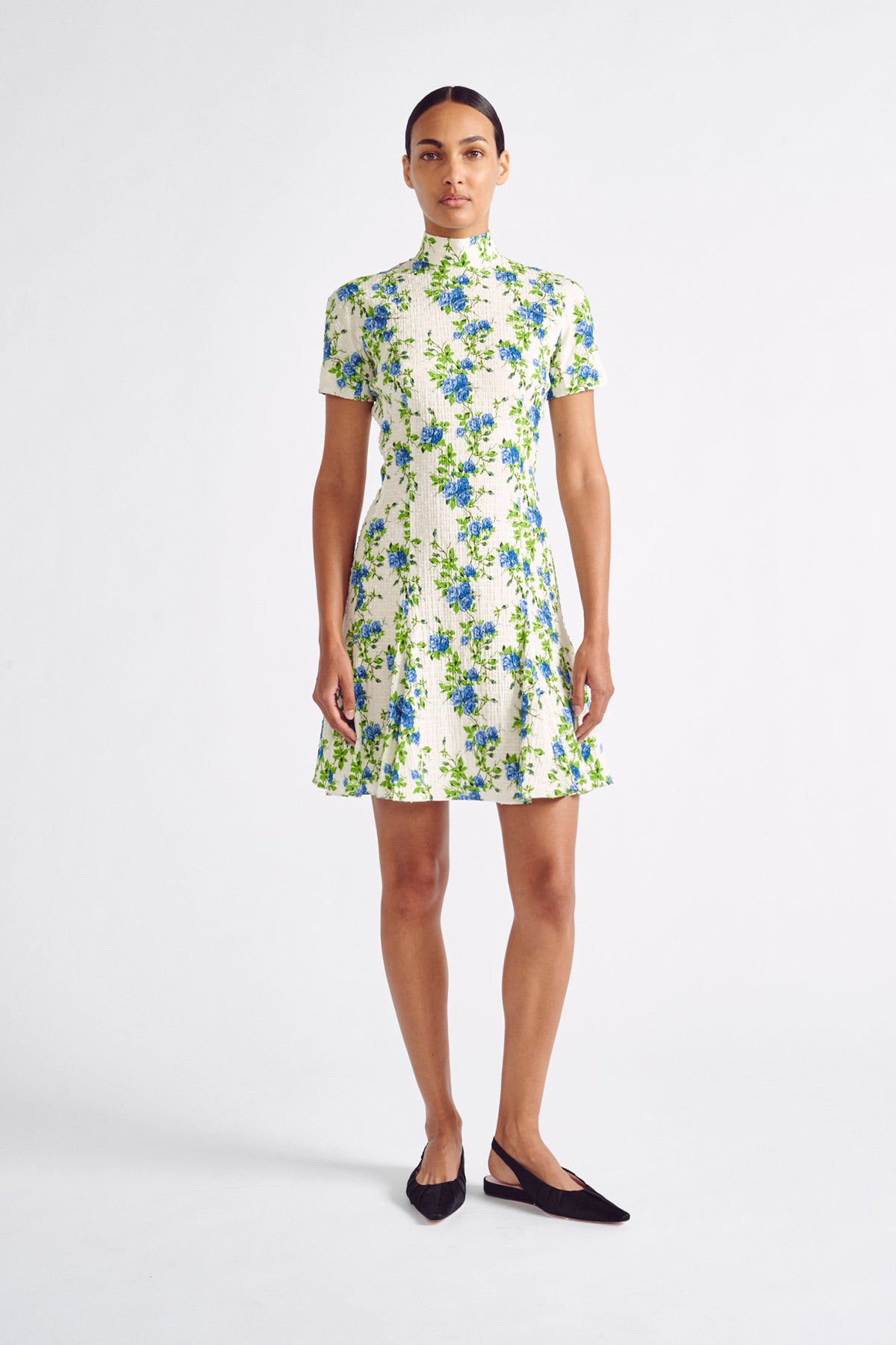 Pippa Dress | Floral Print High-Neck Mini Dress in Cotton | Emilia Wickstead