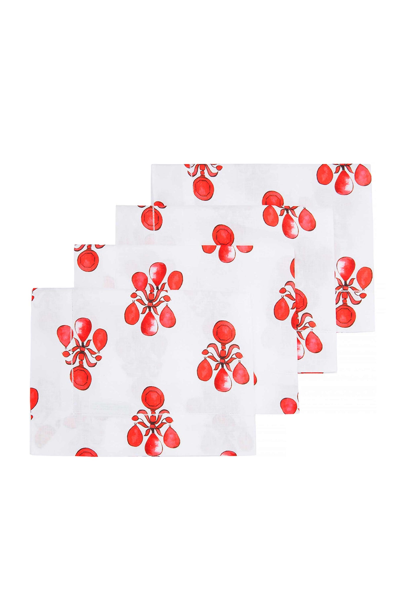 Set Of 4 Printed Placemats | Pink and Red Jewel Printed Placemats | Emilia Wickstead