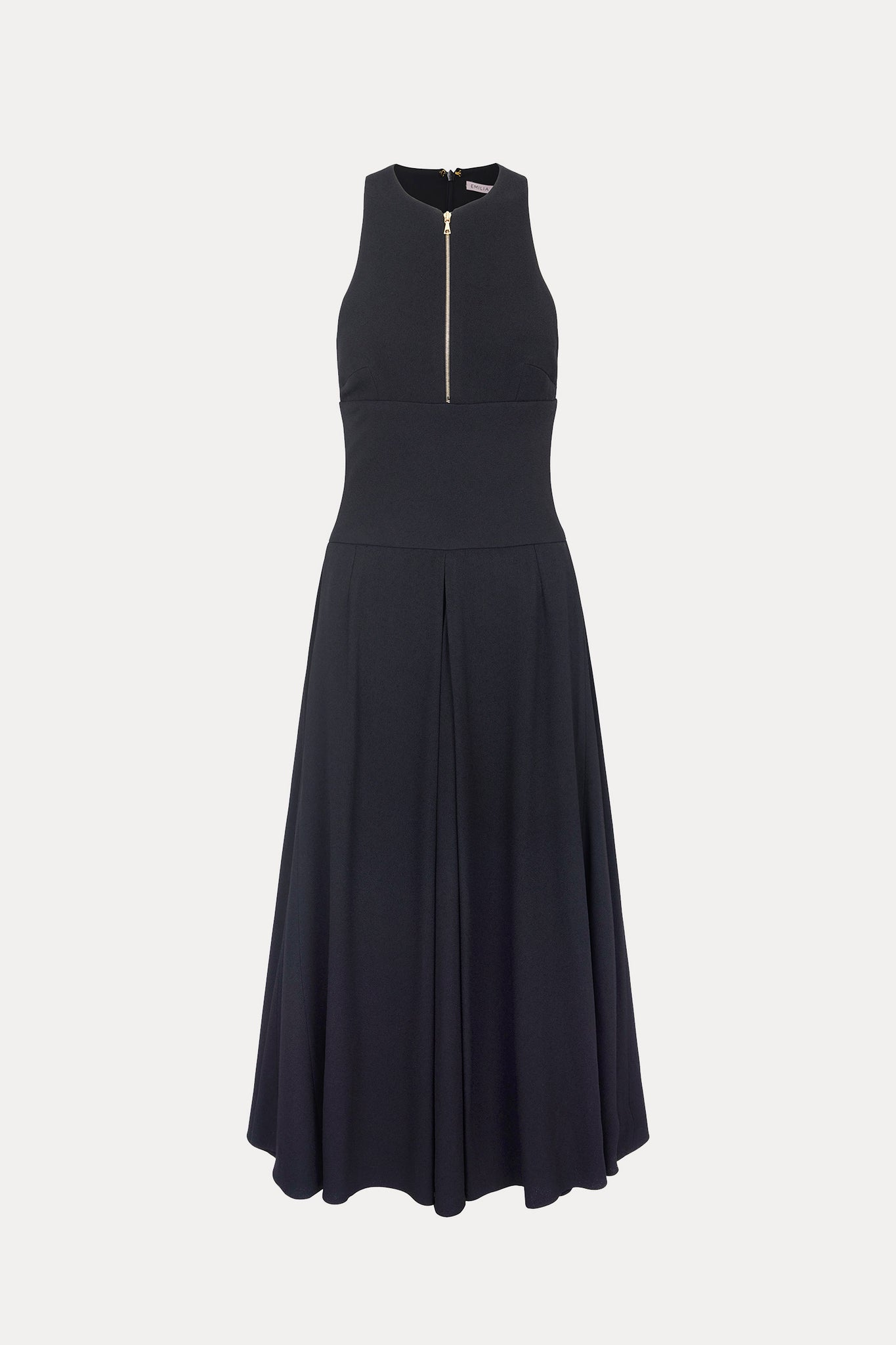 Susanna Dress | Black Sleeveless Midi Dress in Viscose Crepe | Emilia ...