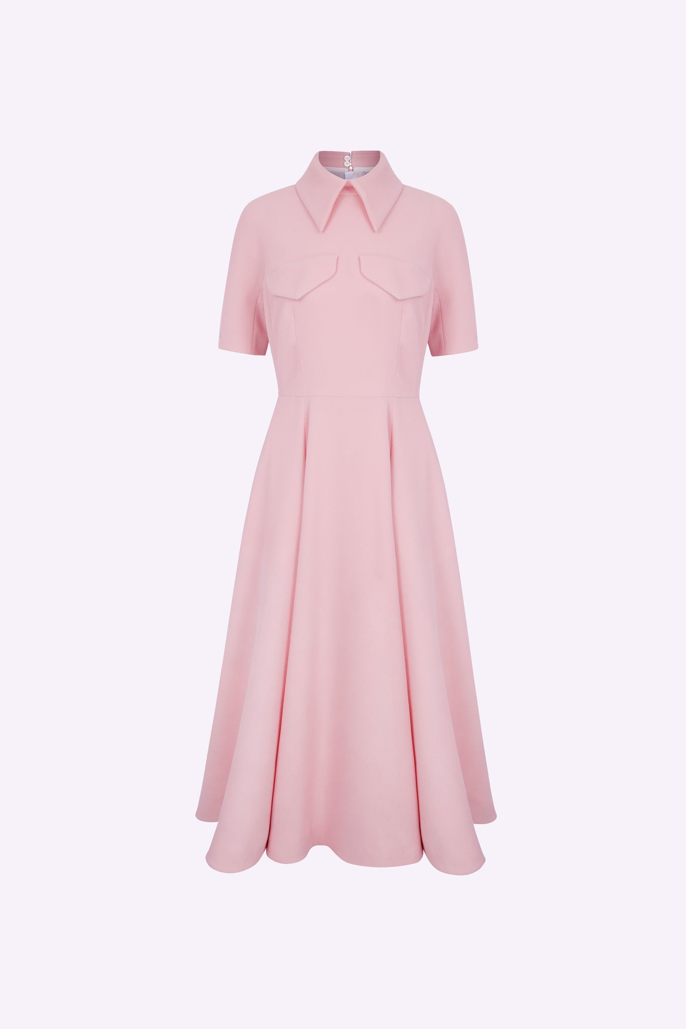 Alice Dress | Baby Pink Fit-and-Flare Tailored Dress in Double Crepe | Emilia Wickstead