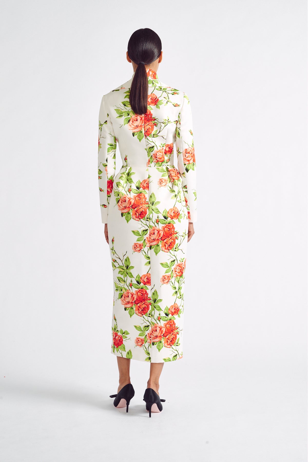 Andie Dress | Orange Floral Print Long Sleeve Dress | Emilia Wickstead