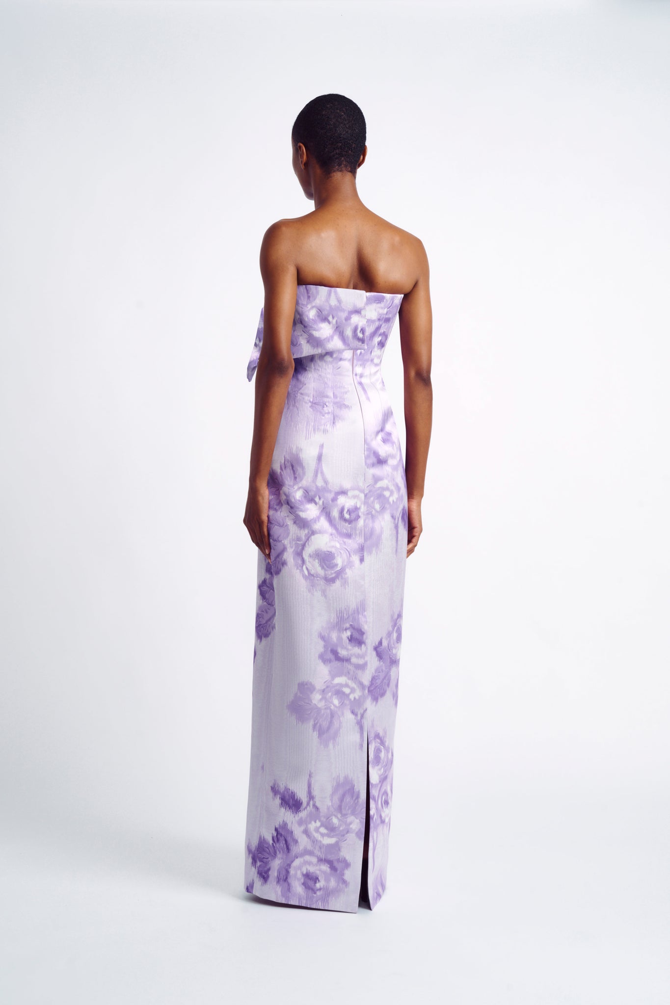Avani Lilac Moire Rose Print Dress