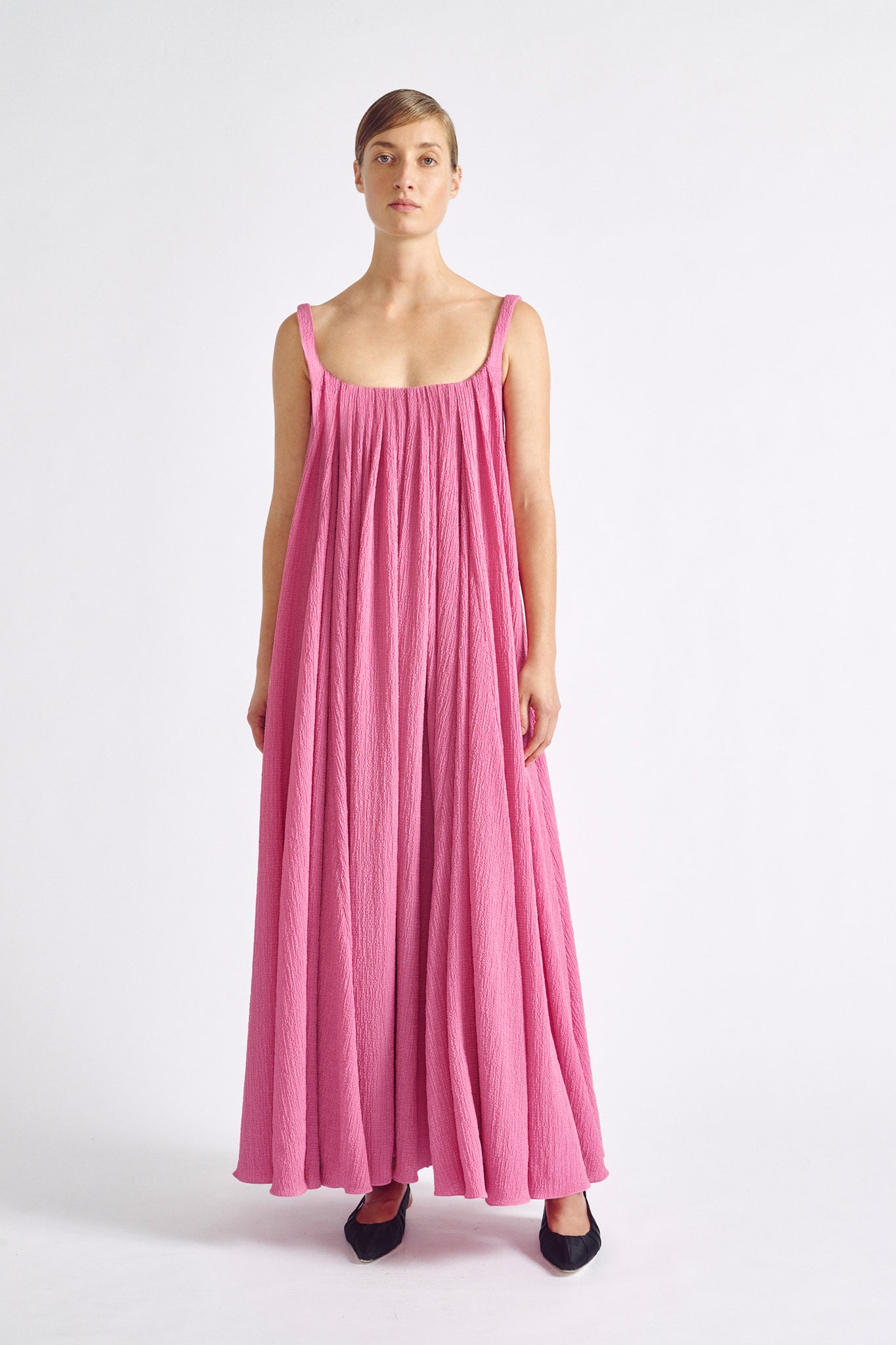 Daya Dress| Pink Seersucker Maxi Dress | Emilia Wickstead