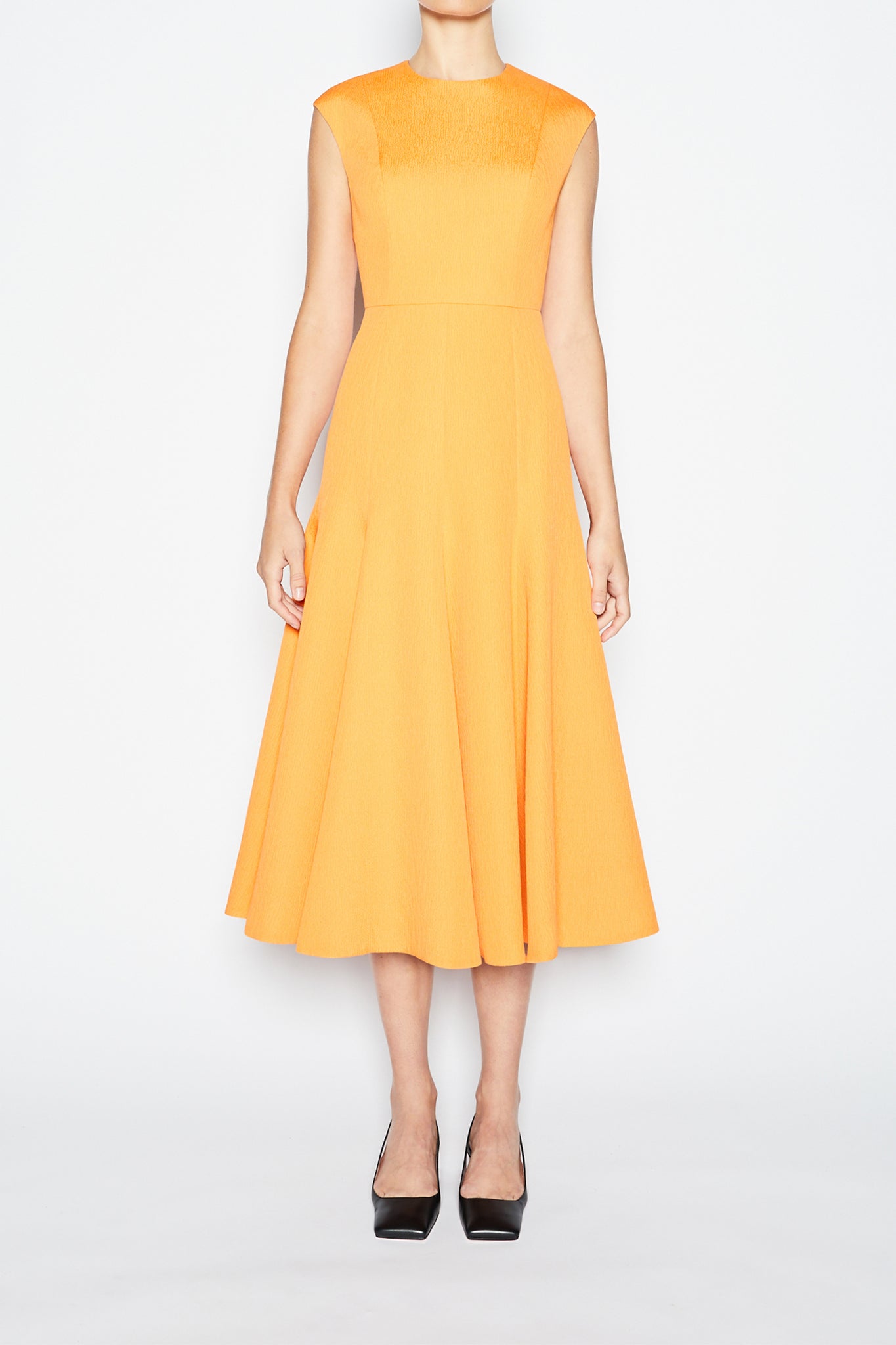 Denver Textured Cloque Dress Tangerine 