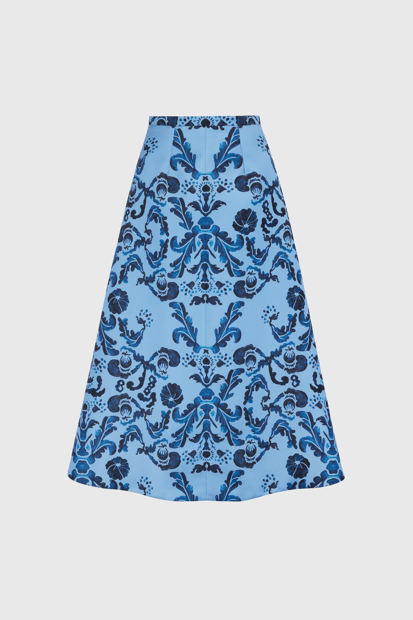 Hallie Skirt | Milanese Decorative Print Skirt in Blue Tafetta Faille | Emilia Wickstead