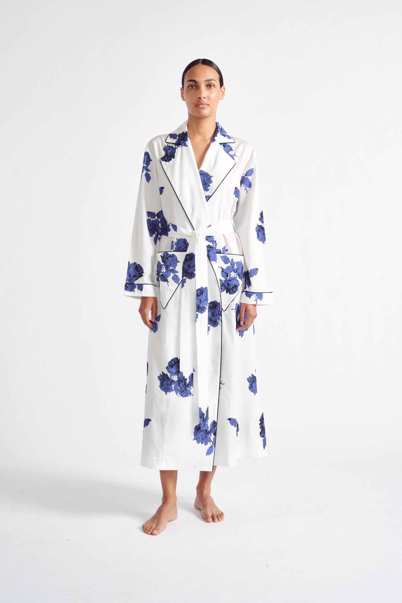 Amana Dressing Gown | Blue Roses Print | Emilia Wickstead