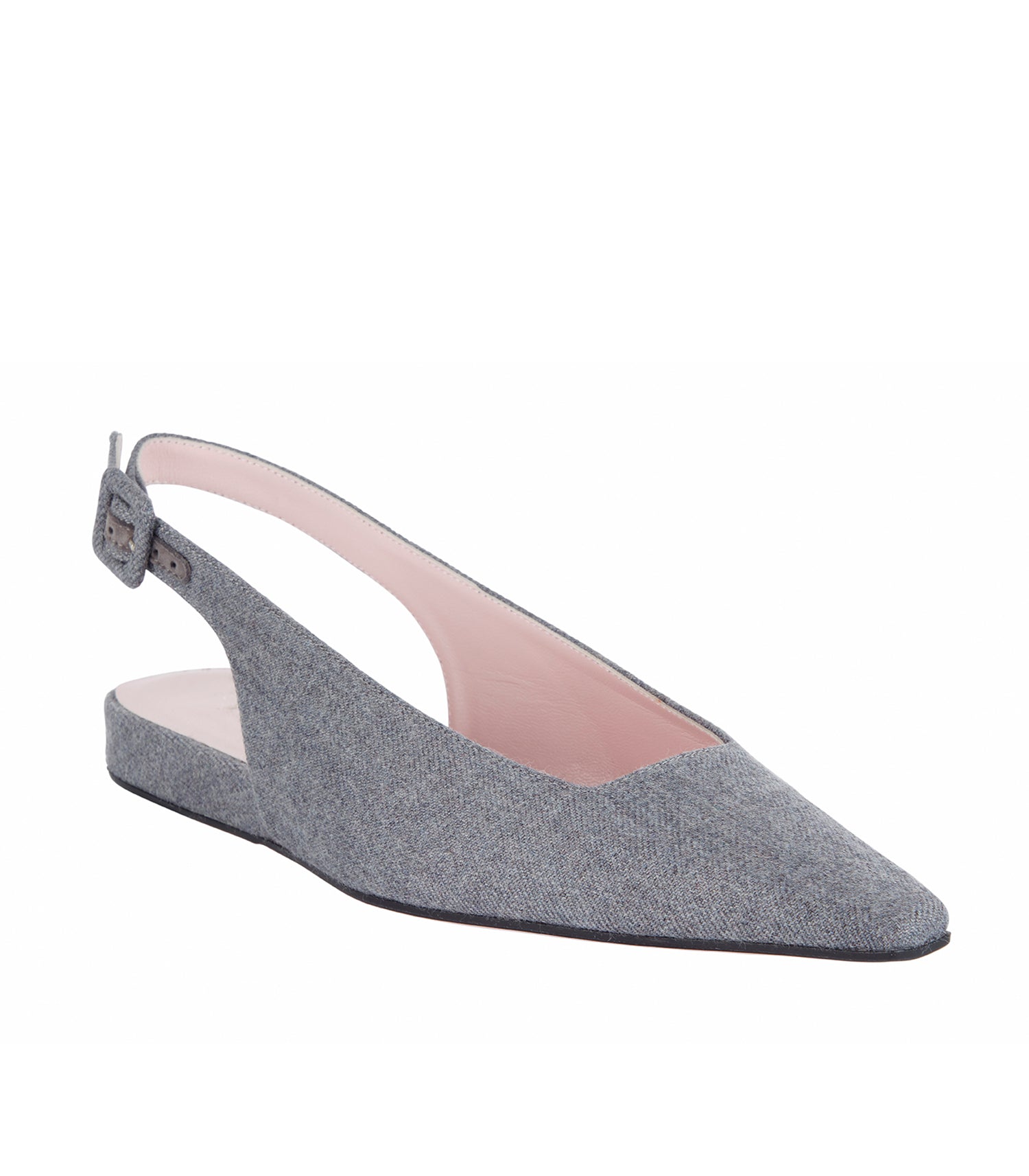 Valentina Flat Sling Back| Light Grey Flanella | Emilia Wickstead